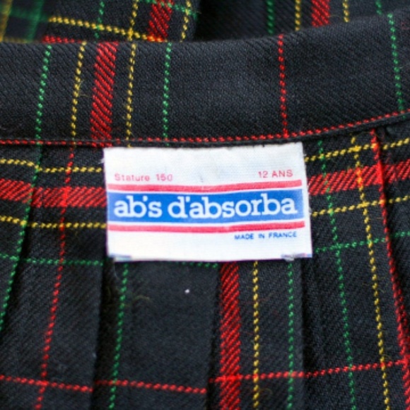 VINTAGE Black Uniform Pleated Kilt Skirt XS Wool midi skirt - Picture 5 of 8